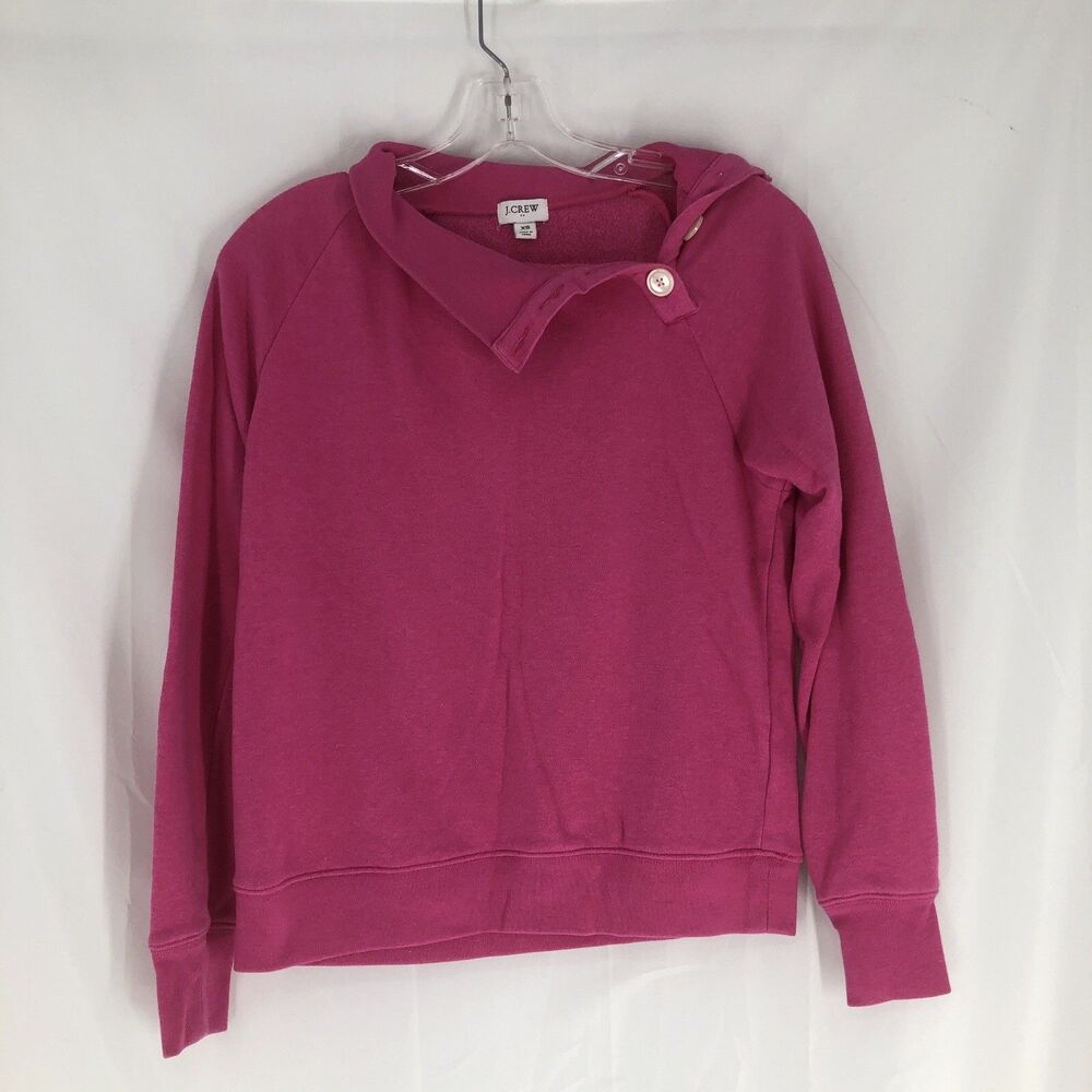 J.Crew Womens Funnel Neck Button Pink Sweatshirt XS